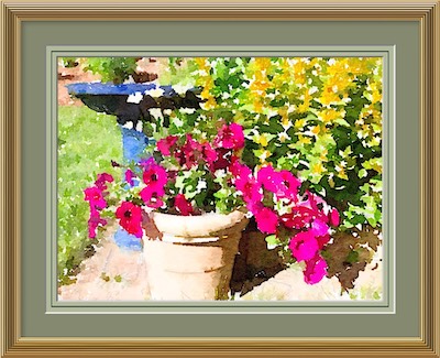 Bird Bath Digital Watercolor